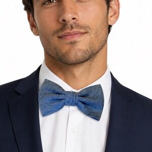 Ryan Seacrest Distinction Mens Blue‎ Tonal Paisley Pre-Tied Bow Tie
